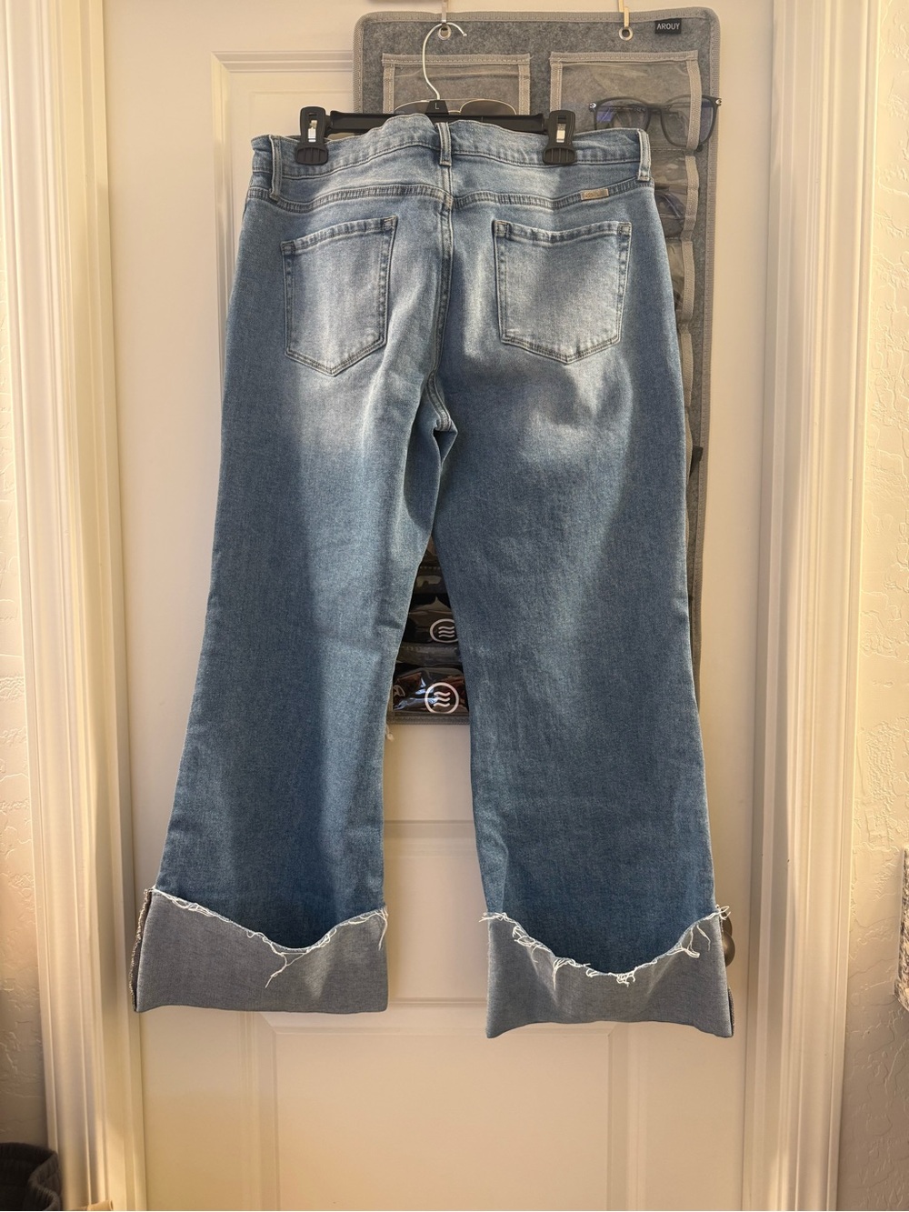 KanCan Light Blue Wide-Leg Frayed Hem Jeans